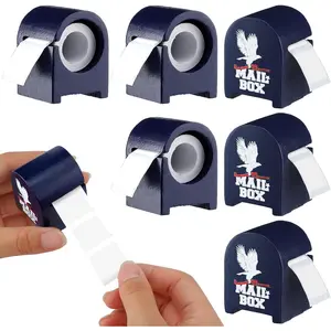 6 Pcs Patriotic Wooden Stamp Roll Dispenser, Wood Postage Stamp Dispenser Holder Organizer for 100 Roll Stamps, Independence Day America Anniversary Decor for Mailing Desk Home Office Supplies