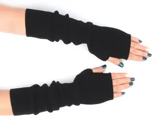 Cashmere Blended Arm Warmer for Women Winter Fingerless Gloves Knit Mitten Gloves Wrist Warmer with Thumb Hole