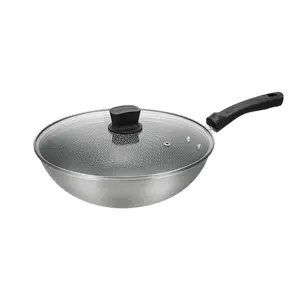 SUPOR 32cm Wok Pan, Non-stick Stainless Steel Stir Fry Pan for Home Kitchen Cooking, CC32JA19