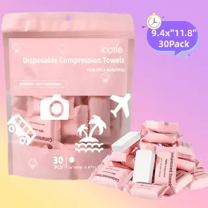 Disposable Compressed Face Towels, 30pcs Portable Compressed Towel Tablet, Disposable Face Towel for Travel Camping Hiking, Travel Essentials, Single Use Towelette