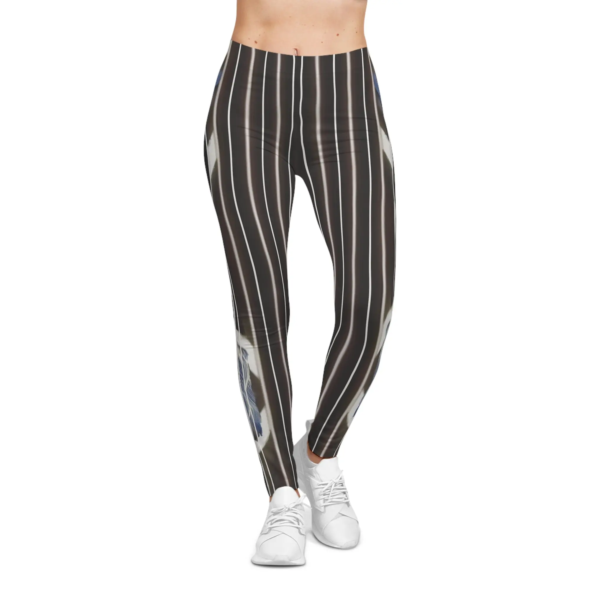 Ice Chic Women's Striped Graphic Leggings - Casual Bottoms, Comfortable Workout Clothes, Fashionable Activewear Gift for Her