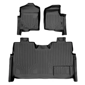 SMARTLINER 2 Rows Custom Fit Floor Liners Compatible with 2011 - 2014 Ford F-150 Super Crew (Gasoline | 1st Row Not Over the Hump | Not for 4x4 Shifters | Accesible Trimline for 2nd row models with subwoofer)