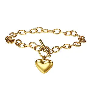 OIDEA Heart Charm Bracelet for Women Stainless Steel Love Pendant OT Toggle Bracelet summerwins,summerwins