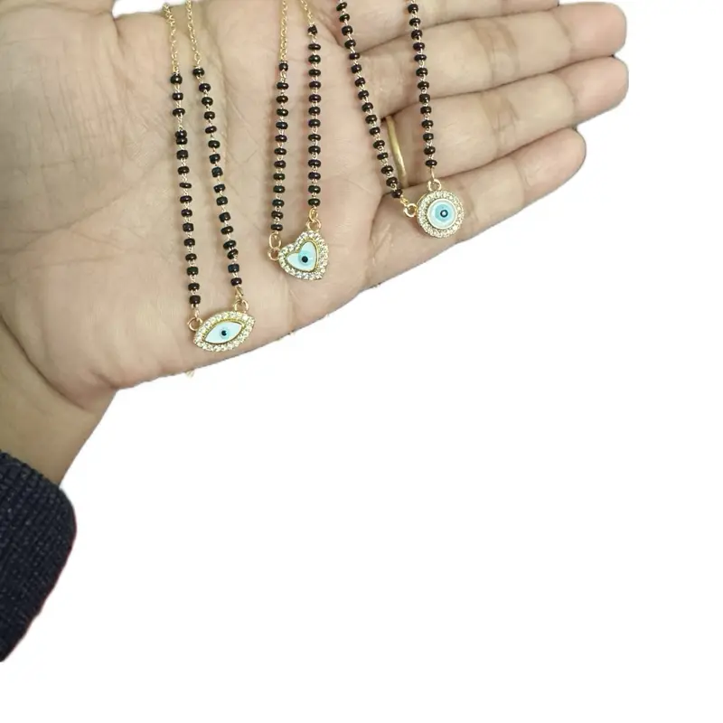 Women's Traditional Evil Eye Gold Mangalsutra Necklace - Culturally-Inspired Jewelry Accessory, Fashion Costume Necklace, Culturally-Inspired Necklaces