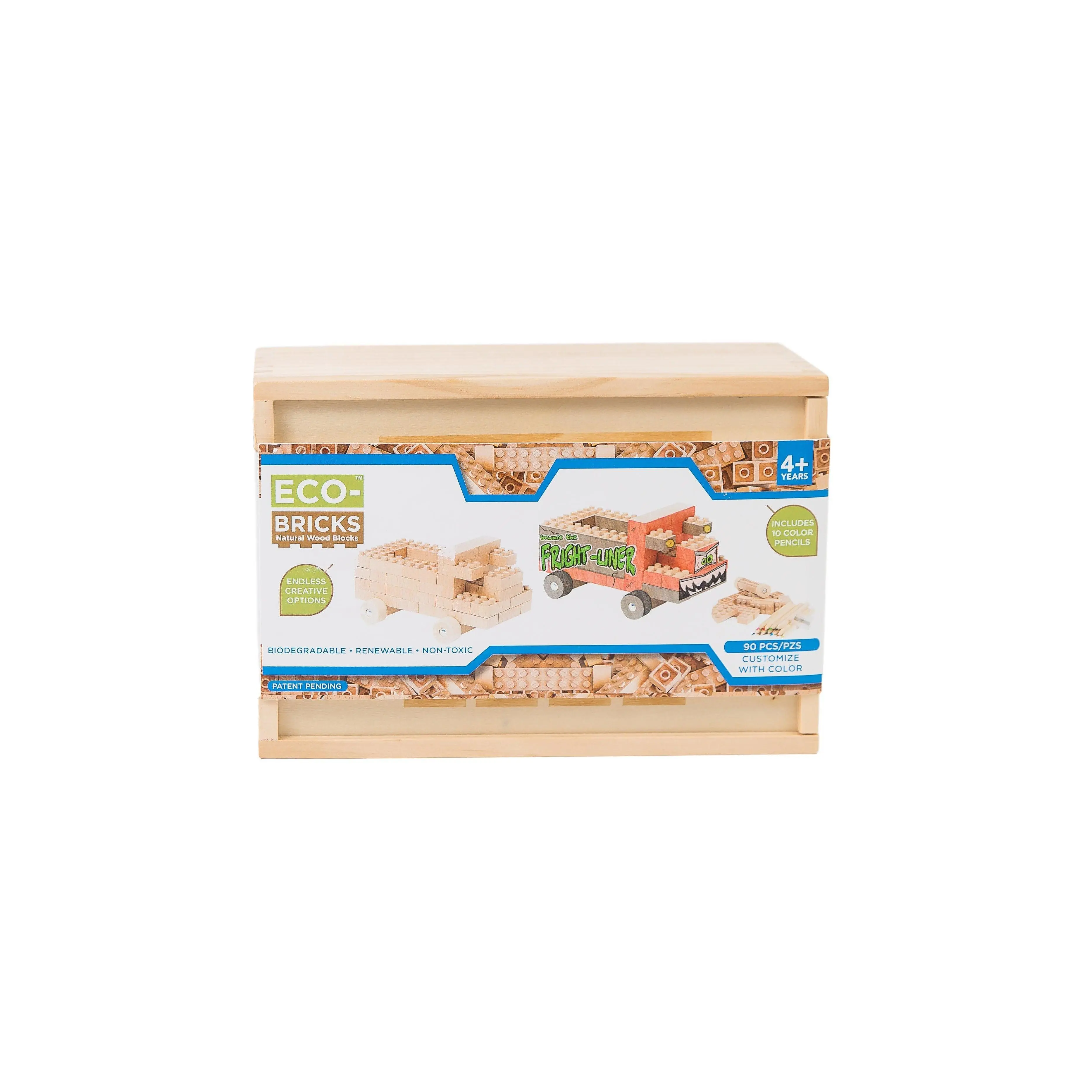 Natural Wooden Bricks Set - 90 Pieces for Eco-Friendly and Creative Building toys for kids