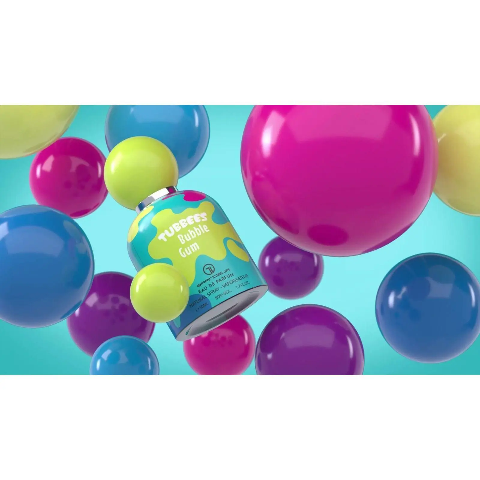 TUBBEES Kids Irresistible Fruity Bubble Gum Scent Unisex EDC Fragrance, 50ML Single Bottle Sweet Liquid Perfume for Boys and Girls, Scented, Bubble Gum Scent Unisex Fragrance, Plastic Bottle Unisex Fragrance