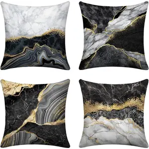 Black  Pillow Covers Couch Pillows for Living Room 18x18 Set of 4 Marble Abstract Sofa Pillows Decorative Pillows for Couch Bed Living Room Sofa Outdoor  Pillow Covers