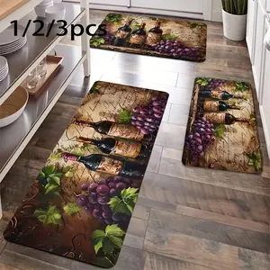 1pc Kitchen Mat Set - Non-Slip Soft Flannel Texture, Easy-Clean PVC Backing for Kitchen, Dining Room, Bathroom, Bedroom, Laundry Floor Mat Set for Home Decor, Machine Washable, Rectangular Shape, Suitable for Porch & Door Mat