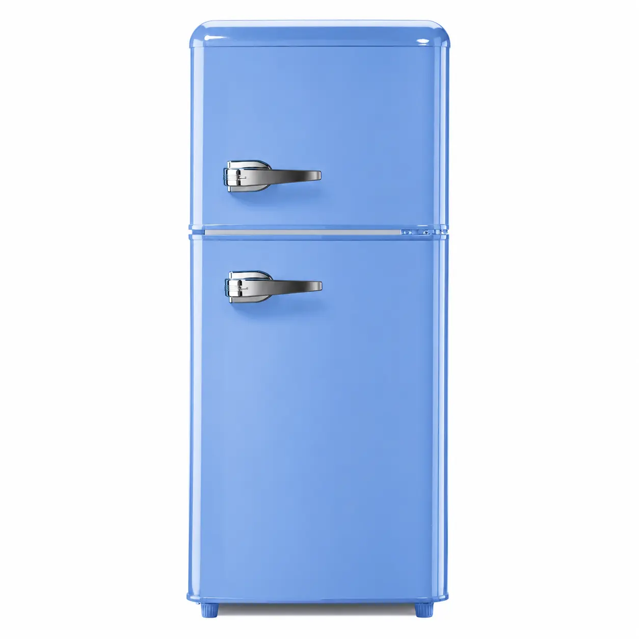 3.2 Cu. Ft. Retro 2-Door Mini Fridge with Freezer - Blue Vintage Dual-Zone Double-Compartment Cooling Mini Fridges, 7-Level Adjustable Thermostat, Adjustable Shelves, 0.54 to 0.62 kwh Daily Energy-Saving Quiet Appliance for Home & Office, Ice Cube Trays