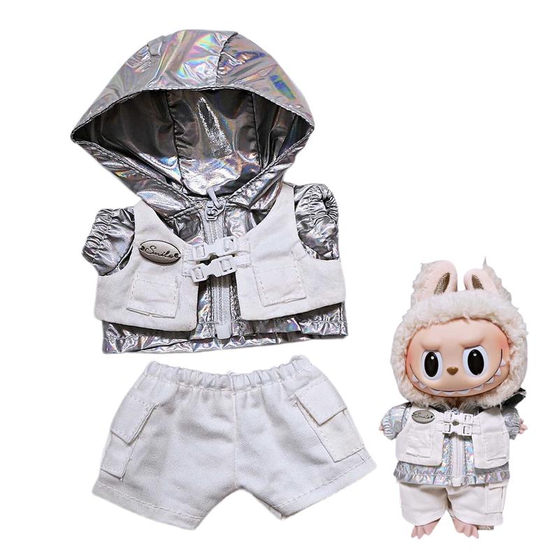 Labub Outfits 17cm Labu-bu Clothes,Bold Streetwear Utility Outfit for 6.7