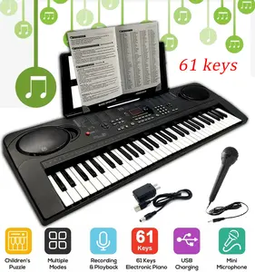 Keyboard Piano Lighted Keys for Beginner Adults Teens Kids, 61 Key Electronic Music Keyboard with Music Stand by USB or Battery with LCD Display Microphone Headphone Jack- Christmas Gift,Gifts for Kids, Friends,boys, girls