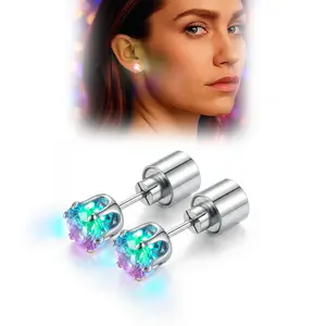 LED Earrings, Light Up Stud Earrings, Glowing Diamond Crown Pendant Earring for Women and Men, LED Jewelry for Party, Wedding, Birthday, Night Out, Disco, Festival