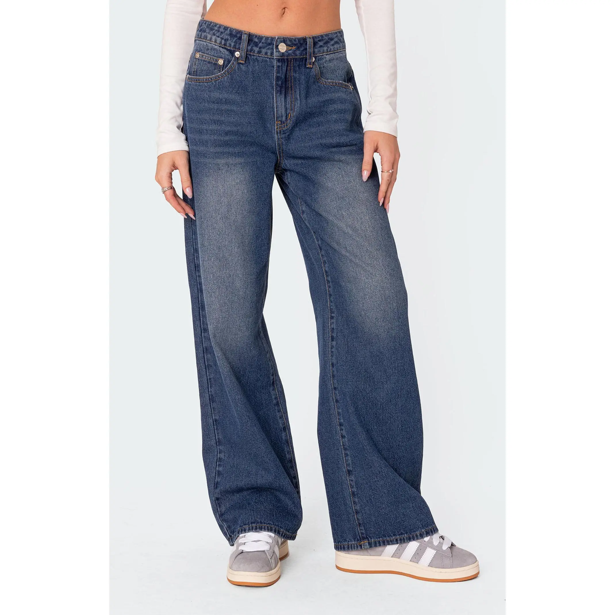 Edikted Women's Karie Relaxed Mid Rise Jeans