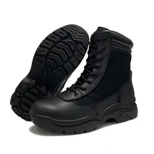 INTAN Mens Military Tactical Work Boots Side Zipper Leather Motorcycle Combat shoes Size 6.