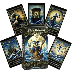 Blue Oceam Tarot Cards Deck, 78 Pieces Portable Boxed Set, Fortune-Telling & Divination Tools, Perfect Gift for Festivals & Parties