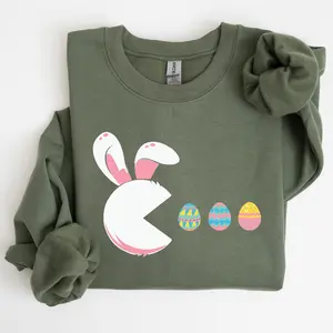 Retro Game Easter Bunny, Eggs Sweatshirt, Women's Crew Neck, Crewneck