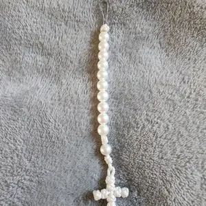 Elegant pearl handheld Rosary keychain