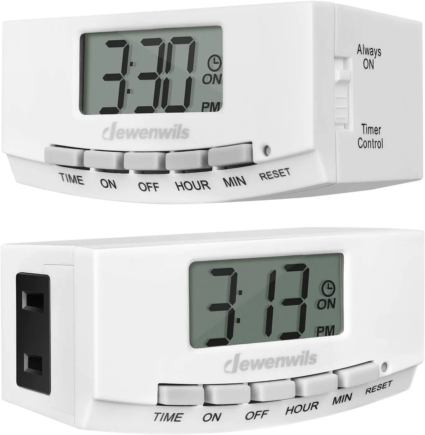 Timer Outlet, 24 Hour Timers for Electrical Outlets for Christmas with 1 Polarized Plug, 125V 15A 1000W Indoor Light for Lamp Heater Fan Aquarium, 1/2 HP, 2 Pack, UL Listed