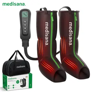 Medisana Leg Massager with Heat and Compression, Leg Massager for Circulation and Pain Relief, Foot and Calf Massager Machine for Edema, Relax Recover- The Best Outdoor Sports Gifts Father's Day Gift - 2 Year Warranty Black