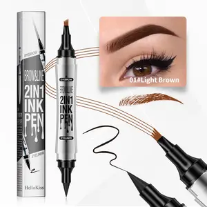 Long-Lasting Waterproof Eyebrow Pencil, 4-Pronged Microblading Pen, Sweat-Proof & Smudge-Proof Fine Tip, Easy to Create Full 3D Natural Brows All Day