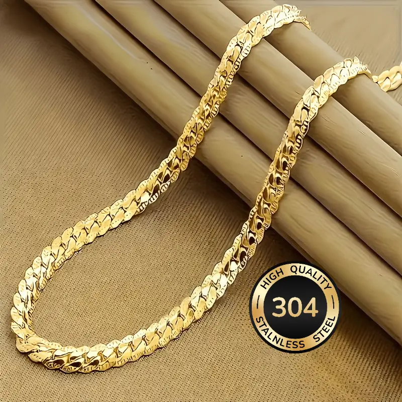 Unisex Light Luxury Embossed Stainless Steel Necklace - Advanced Atmosphere Design, Hypoallergenic, Fade-Resistant Costume Jewelry, Ideal for 2 Key Occasions, Perfect Gifting Option