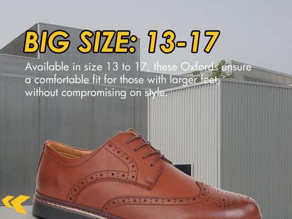 Hawkwell Men's Plus Size Wingtip Brogue Oxfords Dress Shoes