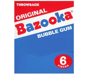 Bazooka Bubble Gum Individually Wrapped Pink Chewing Gum in Original Flavor - 6 Piece Mini-Wallet Packs (Pack of 12) - Fun Old Fashioned Candy for Kids