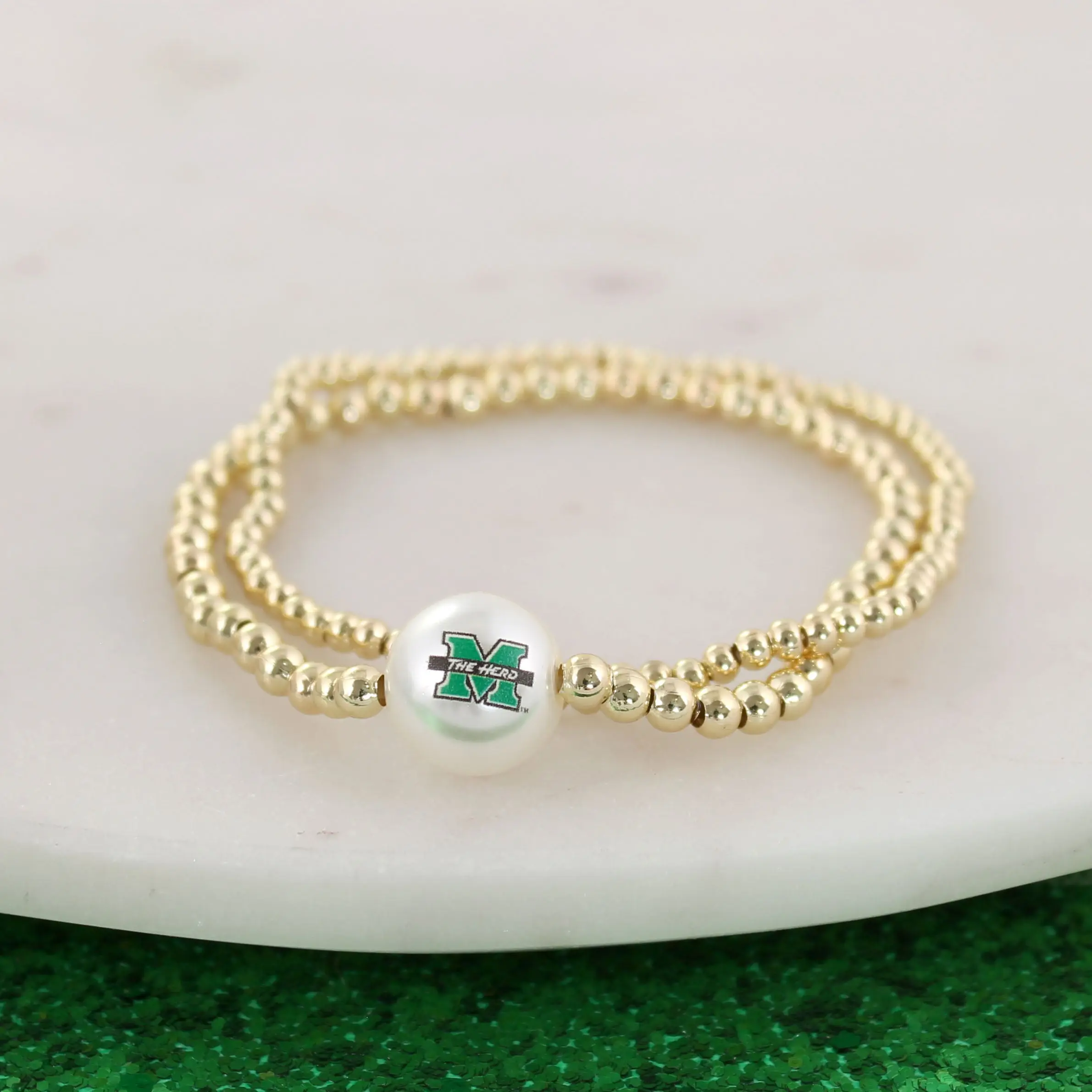 Marshall Gold & Pearl Logo Stretch Bracelet Set