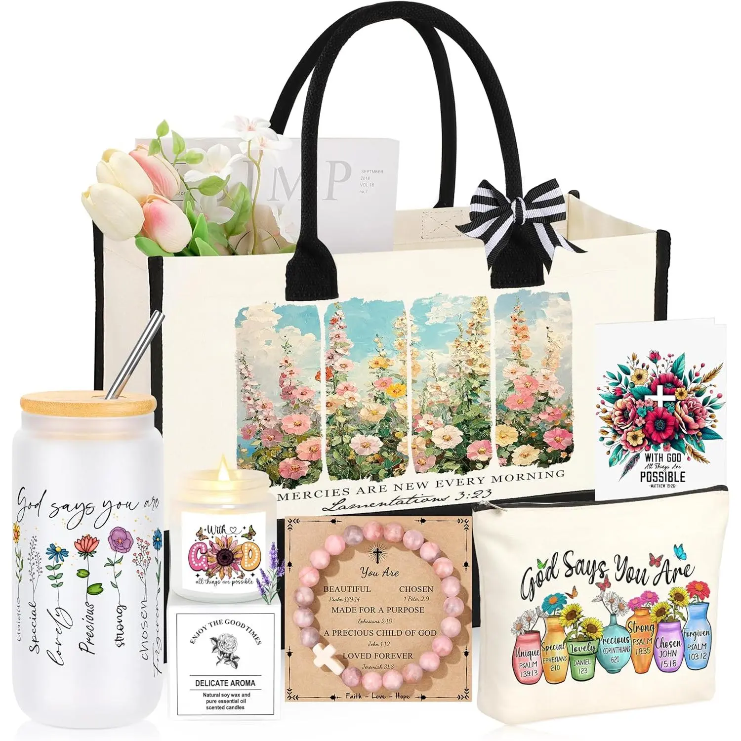 Christian Religious Gifts for Women, Mothers Day Birthday Gifts for Women,   Sister Mom Friendship Christmas Valentines Easter Ideas Present Basket of 6