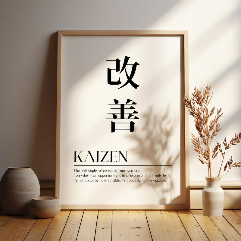 Kaizen Poster, Kaizen Minimalist Japanese Wall Art Quote Print Painting, Kaizen Japanese Quote Poster