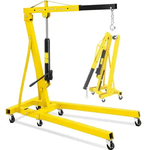 Versatile 2 Ton Folding Hydraulic Engine Hoist – 4400 lbs Heavy Duty Cherry Picker Shop Crane with 6 Casters, Telescopic Boom for Garage, Workshop, Warehouse – Red or Black Color, Ideal Christmas Xmas Birthday Gifts for Women Men Friends