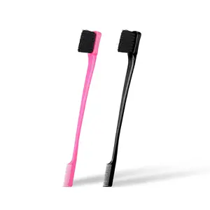 Foxi Fresh Double Sided Edge Control Hair Brush Comb Combo Pack 2 Pieces Pink and Black