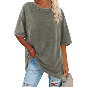 Digitex Women's T Shirts Acid Washed Heavy Cotton Vintage Unisex Tees Loose Fit Short Sleeve Casual Streetwear Baggy Basic Tops Crewneck Soft Cotton Fabric