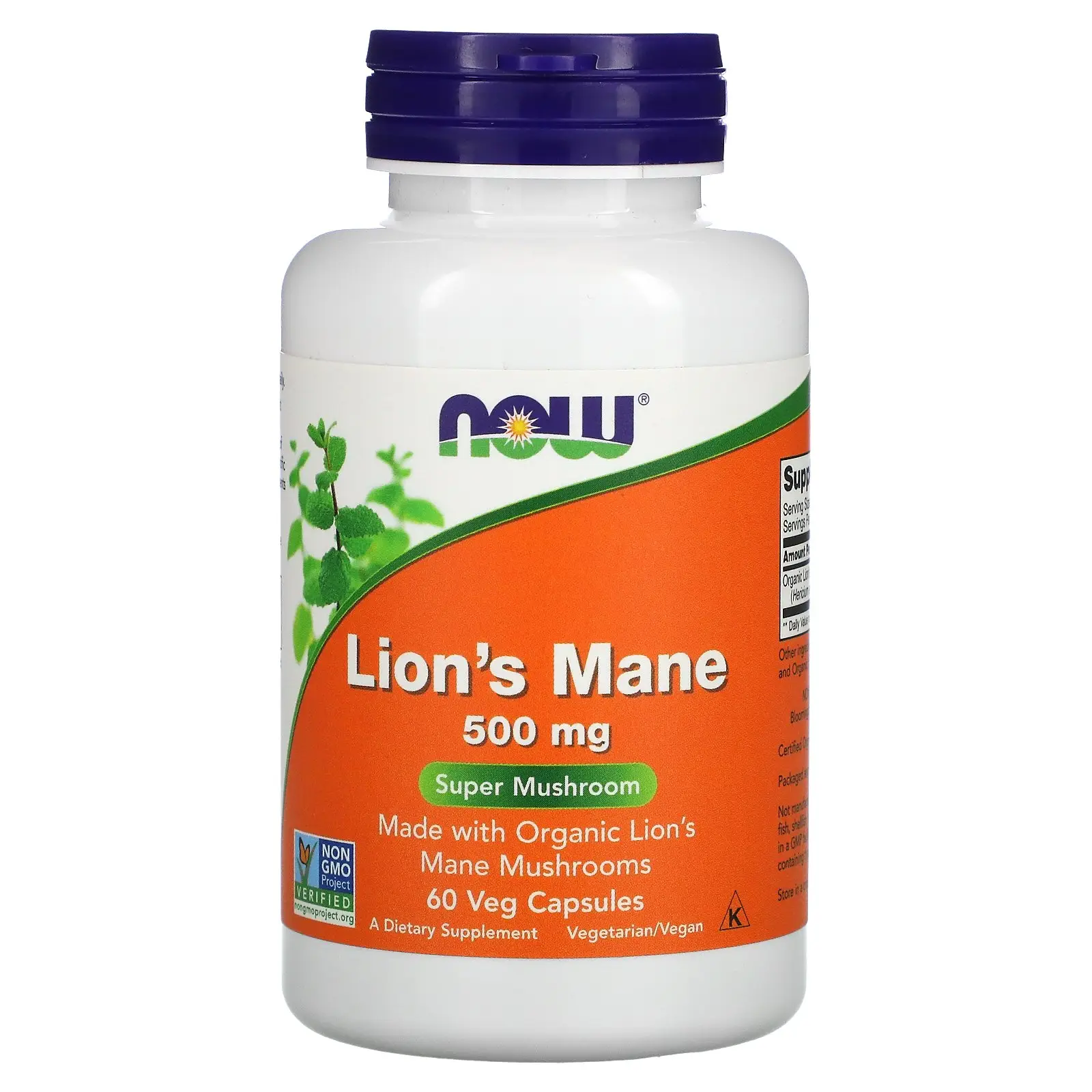 NOW Foods Lion's Mane, 500 mg, 60 Veg Capsules