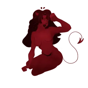 Victoria Demon Sticker - Red Devil Design with Tail and Horns for Unique Decor
