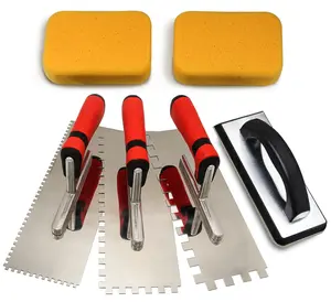 Tile Tools Set – Stainless Steel Square Notch Trowel + Rubber Grout Float + Grout Sponge – Professional Tiling Installation & Grouting Kit for DIY & Contractor tiktokshopspringglowup