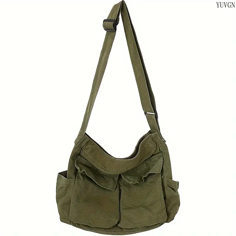 Vintage Plain Handbag Messenger Bag, High-Capacity Multi-Pocket Crossbody for Students, School Commute and Gym, Bags For School, Casual, Multi-Function, Unisex, Youth, Versatile Shoulder Bags tiktokshopbacktoschool