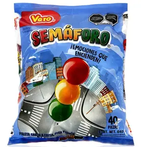 Vero Semáforo (40pcs) Lollipop Candy - Delicious Snack with Strawberry, Pineapple, and Lime Flavors - Bonbon, Sweet