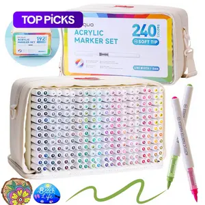 Acrylic Paint Marker Set, 24pcs/set Acrylic Paint Marker Pen with Storage Base, Art Supplies for Rock Painting, Ceramic, Wood, Canvas, Glass, Stone, Fabric, Acrylic Drawing Markers