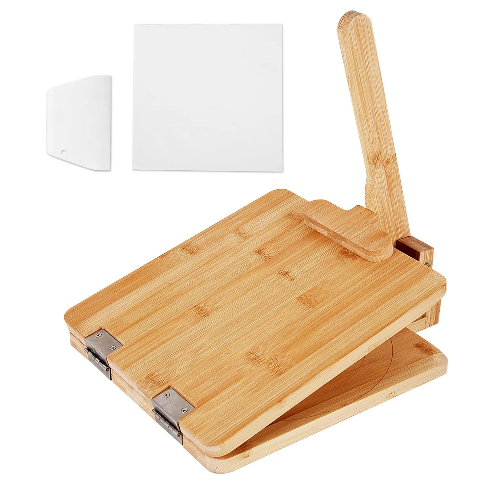 Wooden Tortilla Press  10 Inch Maker With 50 Pieces Paper For Tortillas Roti Burrito Mexican Tacos Patacones Square