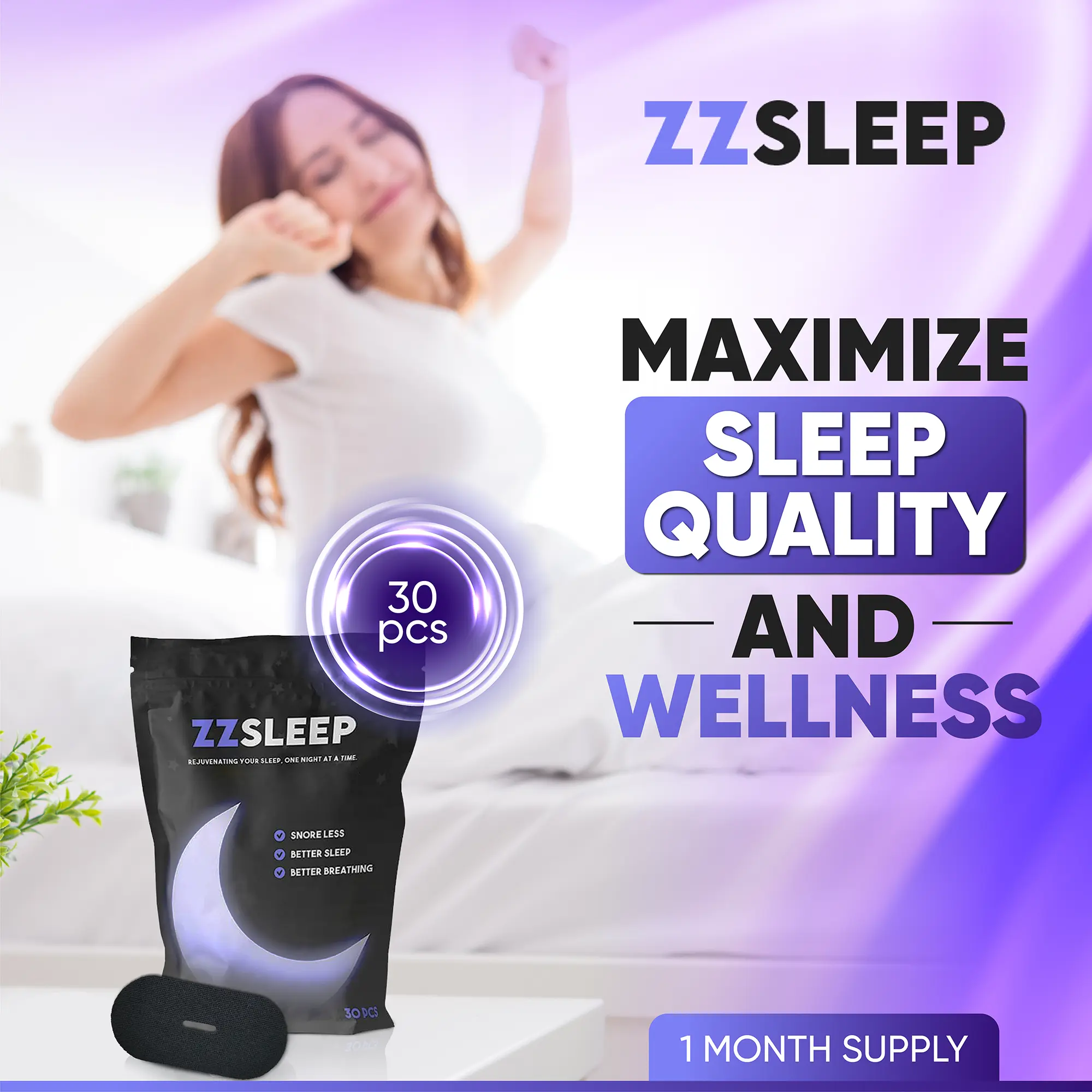 ZZSleep Tape - (30 Strips) Breathable Mouth Tape for Rest