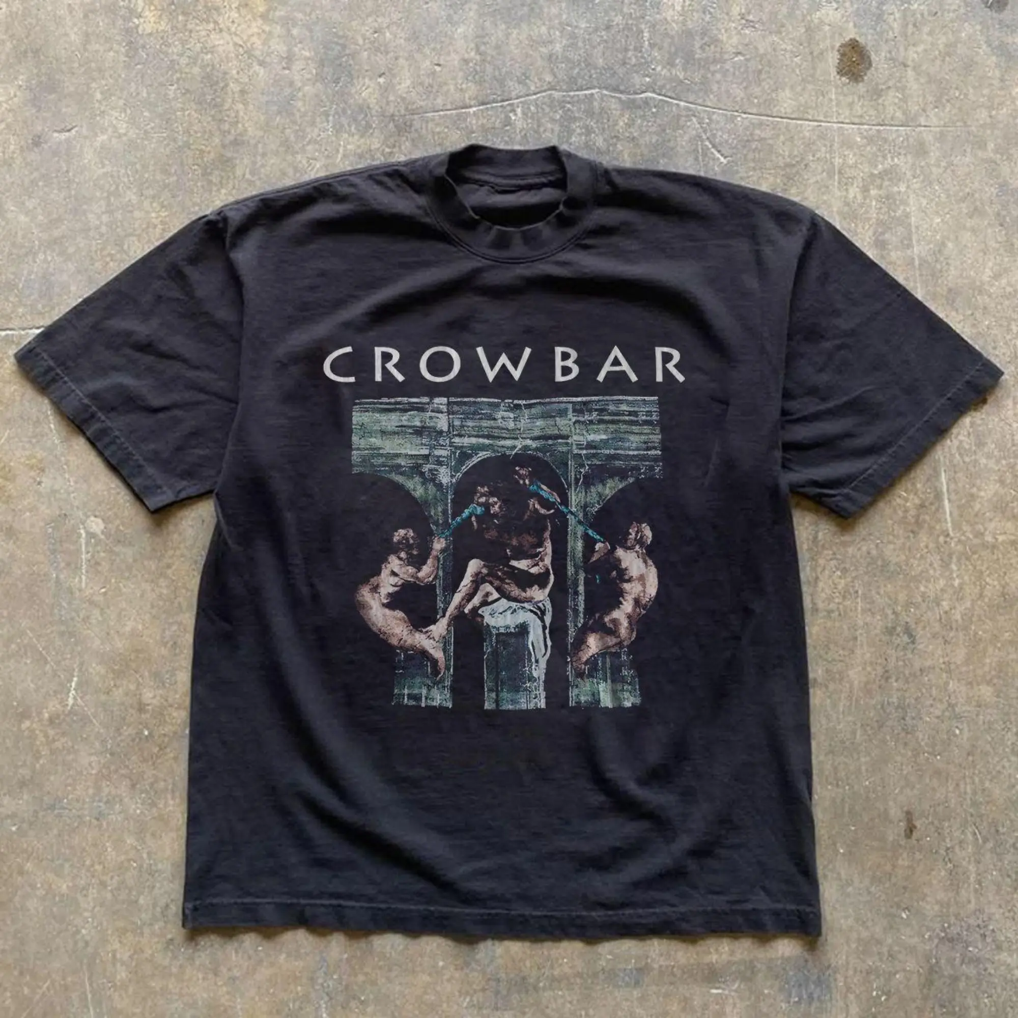 Vintage Style Crowbar Band Graphic T-Shirt Black Heavy Metal Sludge Doom Hardcore Rock Tee, Music Tee, Unisex Vintage Graphic Tees Gothic Grunge Y2K Emo Scene Amity Affliction Style Clothes Men Women Streetwear Summer
