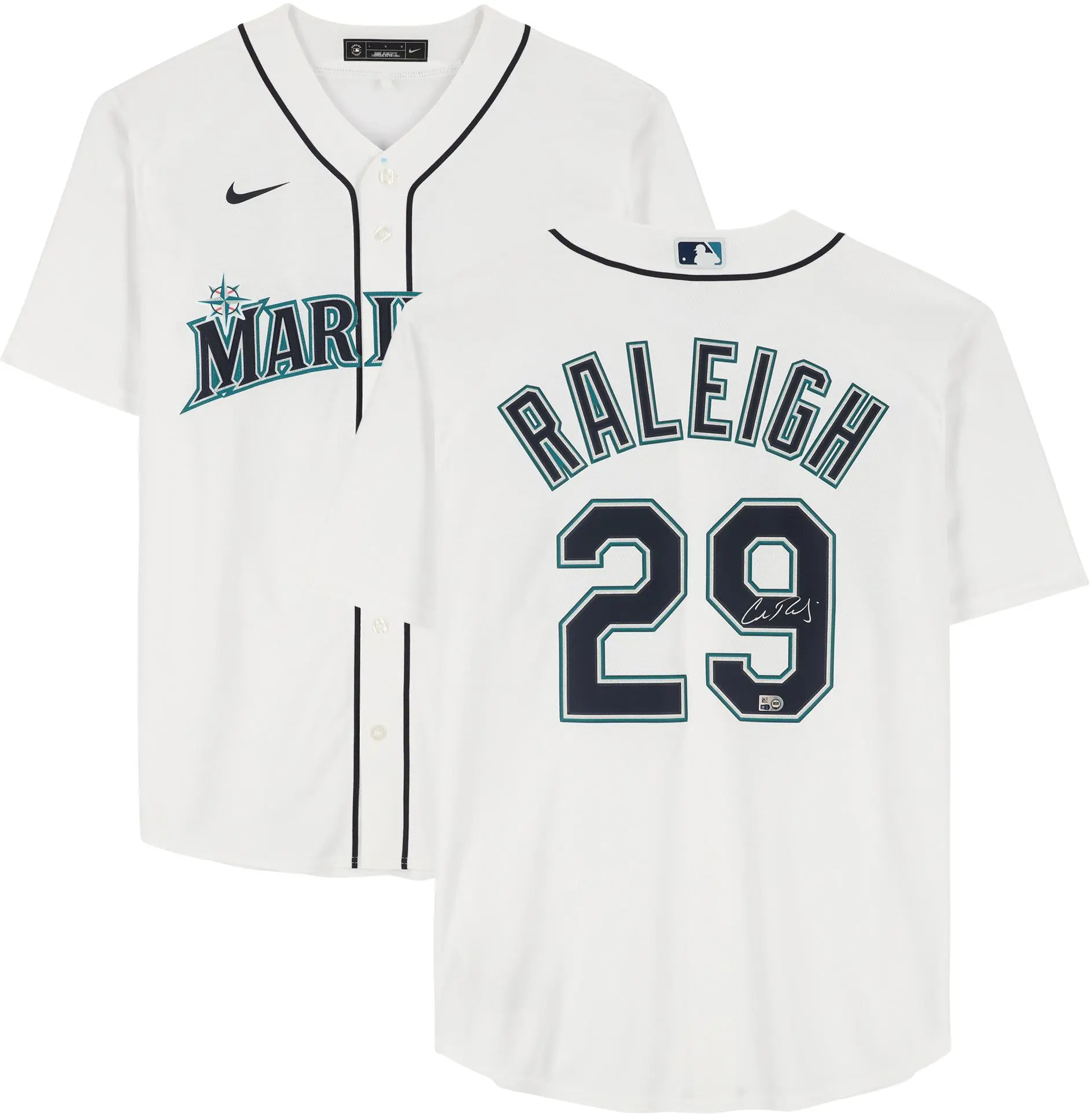 Cal Raleigh Seattle Mariners Autographed White Nike Replica Jersey - Fanatics Authentic Certified - MLB Memorabilia