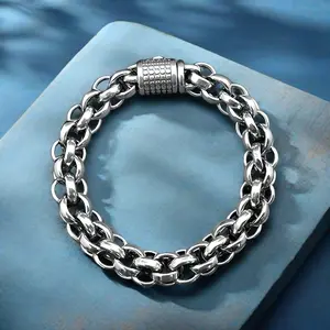 Foot Silvery S925 Bracelet Sterling Silvery Bracelet Men's Bracelet Can Be Worn to Send A Boyfriend A Birthday Gift for Dad. Silvery Weighs /1.94 Ounces. cross necklace men's jewelry initialnecklace name necklace vintage jewelry cuban link chain