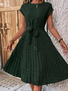 Women's Fashion Casual Solid Color Pleated Dress, Casual Comfy Chic, Stylish, Comfortable and Fit, Everyday, Perfect for Daily Wear, Ladies' Elegant Clothing, Womenswear