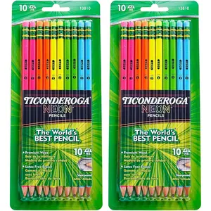 Ticonderoga No.2 Pencils, Assorted Neon, 10-Pack (2-Pack)