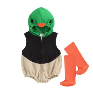 Newborn Baby Girl Boys Animal Romper Halloween Cosplay Dress Up Toddler Mallard Duck Romper Jumpsuit Duck Hunter Baby Clothes Costume