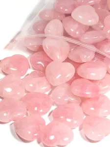 25mm Rose Quartz Hearts Set (3/5/8/12PCS) - Natural Healing Crystal for Love & Peace, Natural Stone Decor, Positive Energy Decor, Spiritual Gift, Home Office Decor, Quartz Crystals