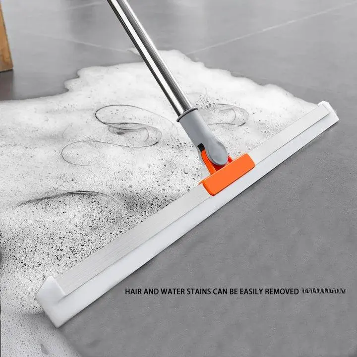 Mop for Bathroom Floor High Reach Hair Water Remover All in One Glass FloorCLEAN Silicone Scraper Head Easy Storage Microfibre Fabric Steel