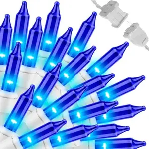 LAMPHOME 2-Pack Blue Christmas String Lights Set 100 Count 19.6 Feet Incandescent Mini Lights Each White Wire for Indoor Christmas Tree Garland Birthday Wedding Party Festival Decor IP44 Waterproof UL Listed Safety